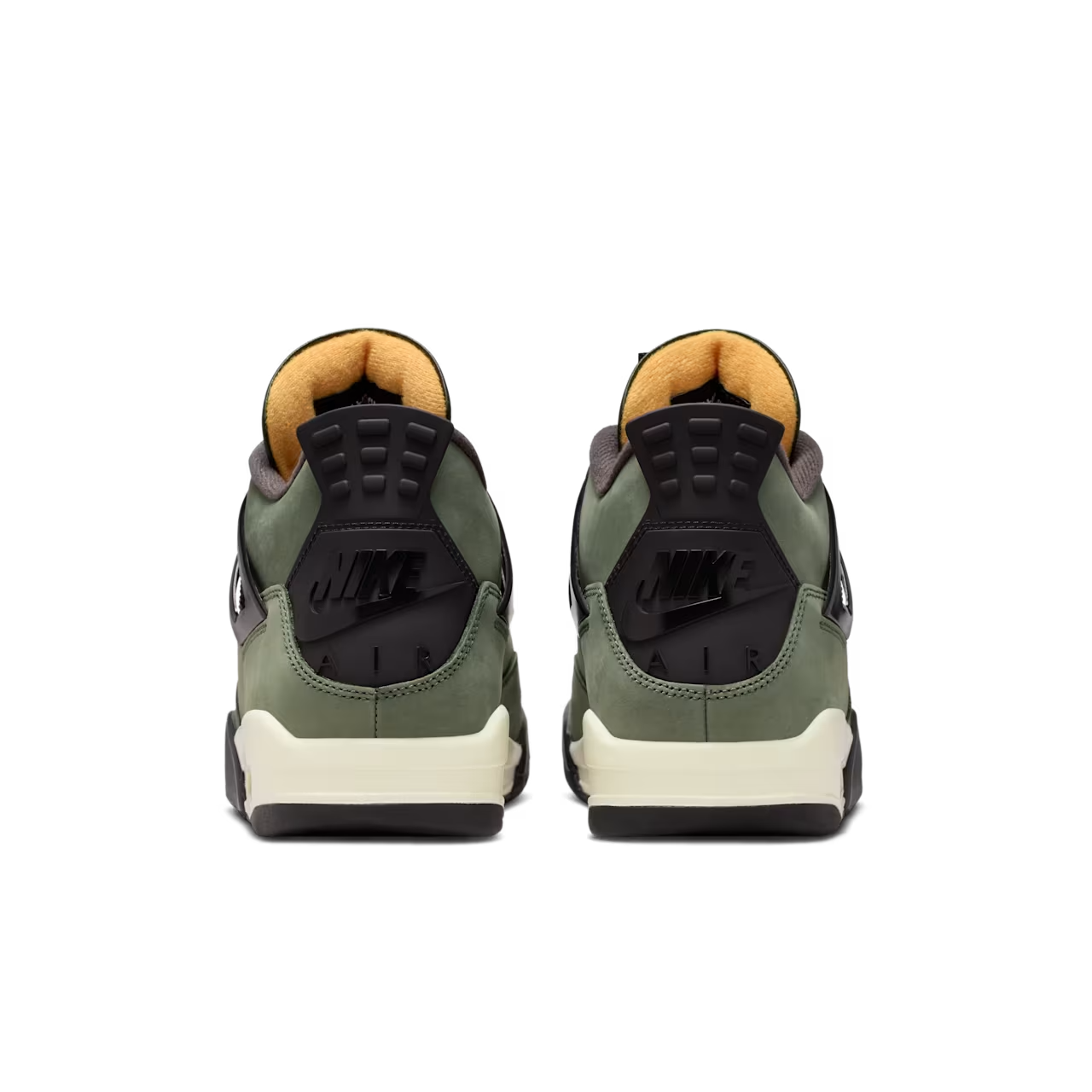 Air Jordan 4 Retro UNDEFEATED in olive nubuck with orange accents